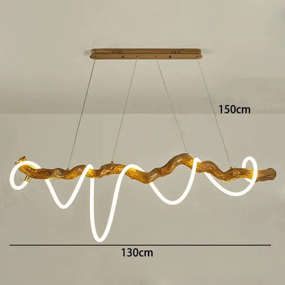 Modern branch led pendant light dining room neon wood chandelier
