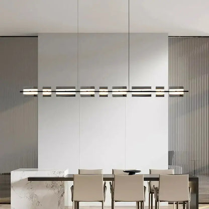 Modern minimalist black led pendant light for dining room