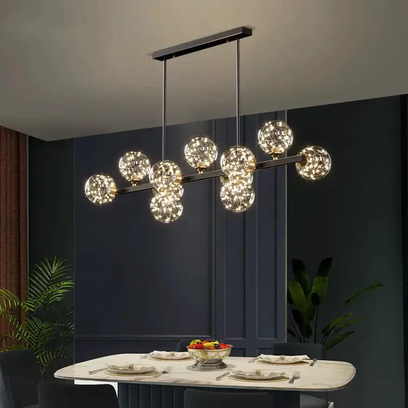 Modern black glass globe led pendant light dining room led