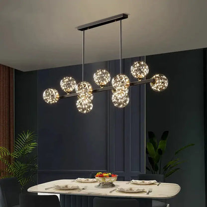 Modern black glass globe led pendant light dining room led
