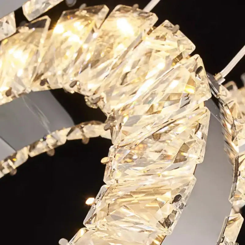 Modern gold oval crystal led pendant light dining room chandelier