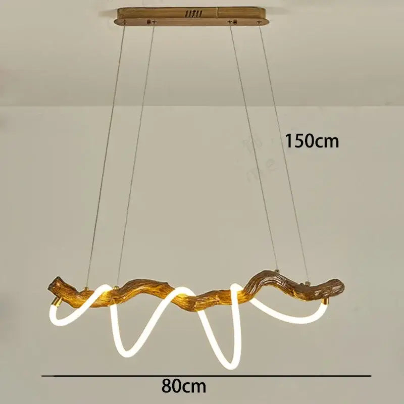 Modern branch led pendant light dining room neon wood chandelier