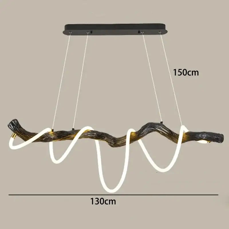Modern branch led pendant light dining room neon wood chandelier