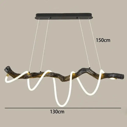 Modern branch led pendant light dining room neon wood chandelier