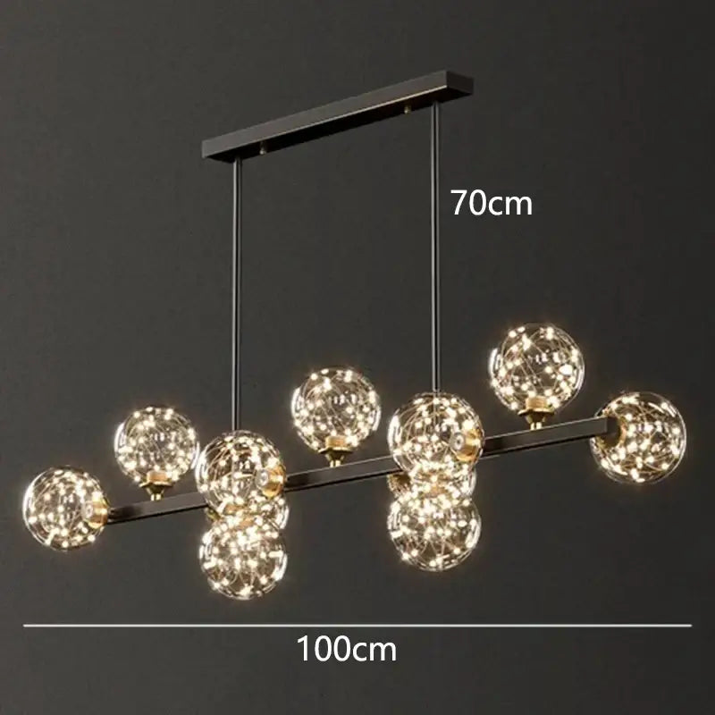 Modern black glass globe led pendant light dining room led
