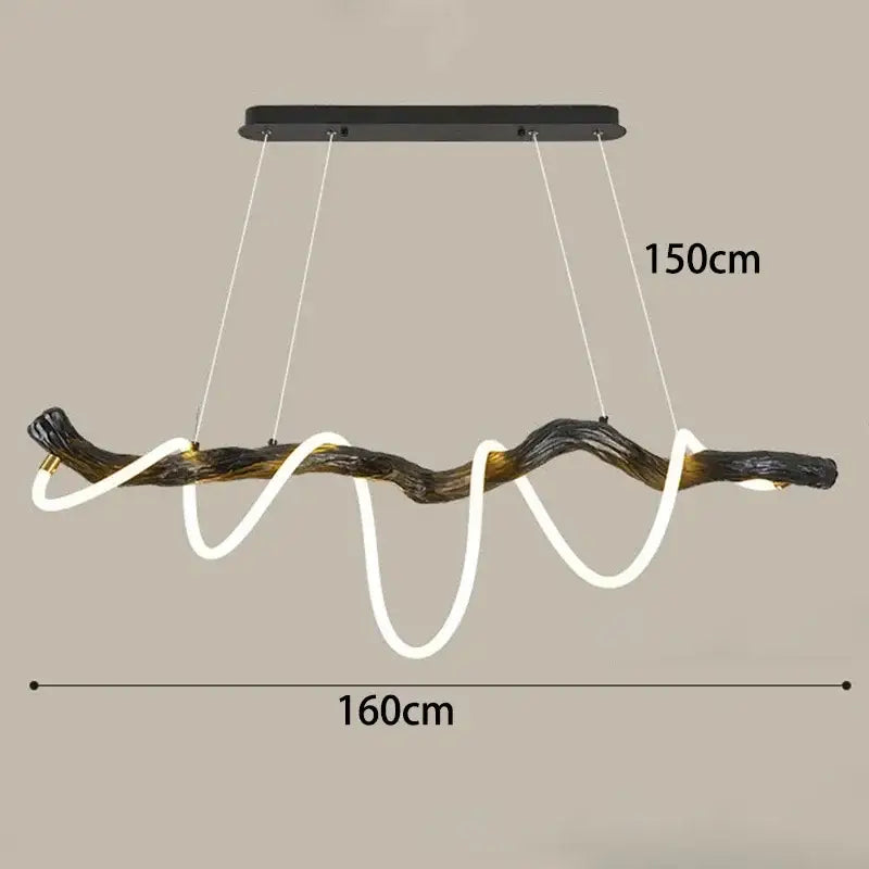 Modern branch led pendant light dining room neon wood chandelier