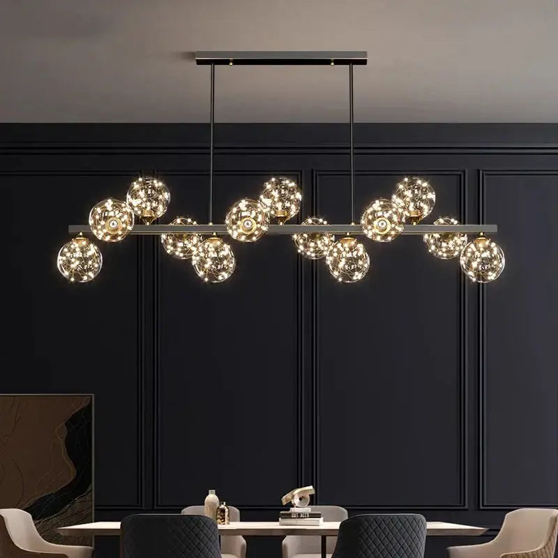 Modern black glass globe led pendant light dining room led