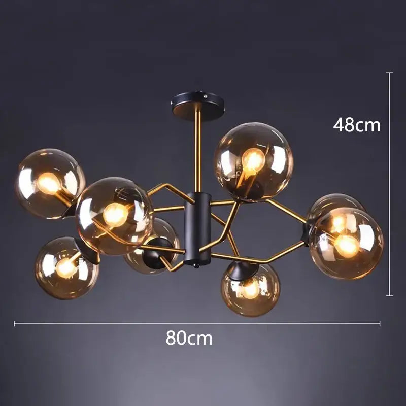 Modern brass & black led pendant light chandeliers dining room