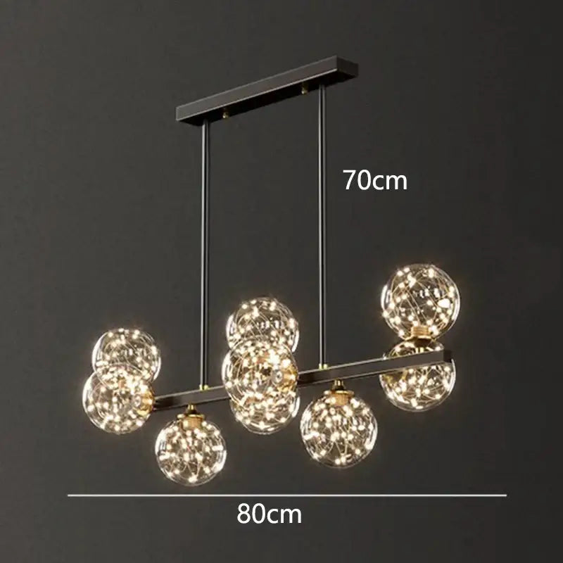 Modern black glass globe led pendant light dining room led