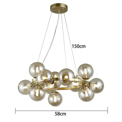 Modern gold globe led pendant light for dining room