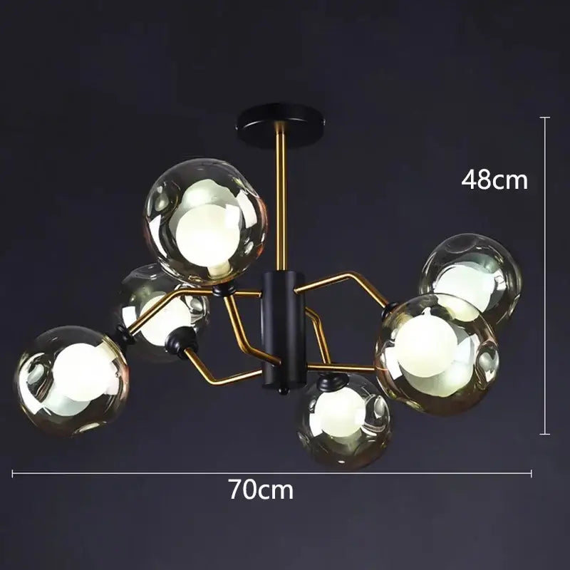 Modern brass & black led pendant light chandeliers dining room