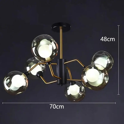 Modern brass & black led pendant light chandeliers dining room