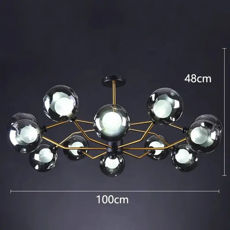 Modern brass & black led pendant light chandeliers dining room