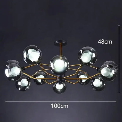 Modern brass & black led pendant light chandeliers dining room