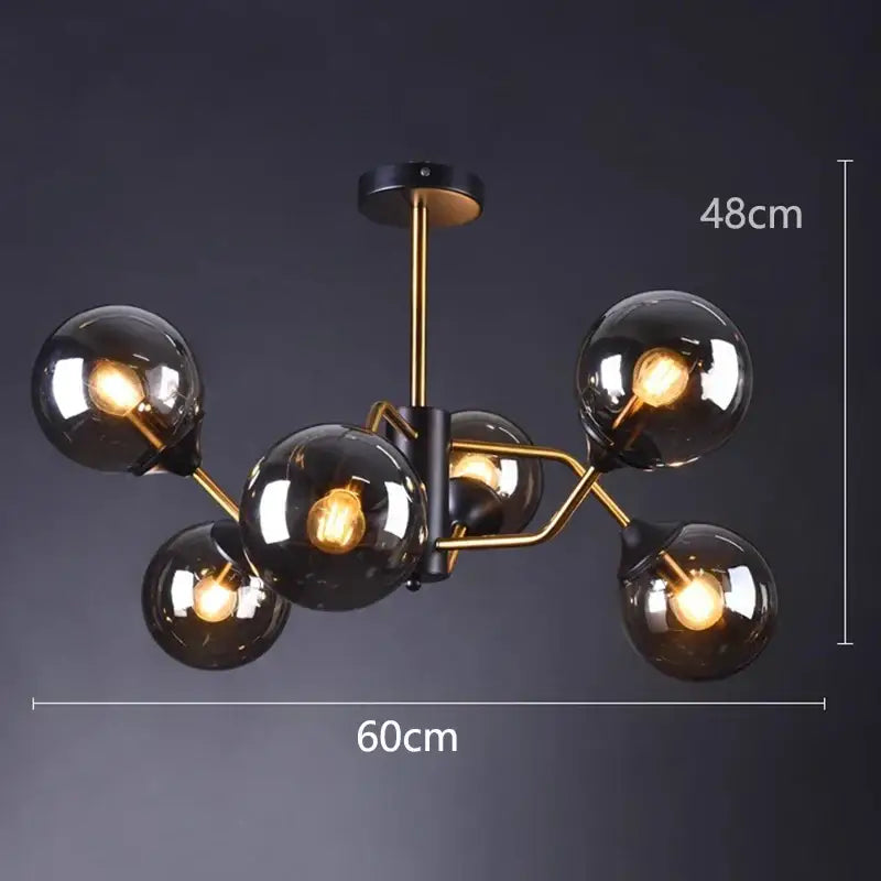 Modern brass & black led pendant light chandeliers dining room