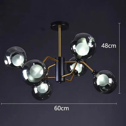 Modern brass & black led pendant light chandeliers dining room
