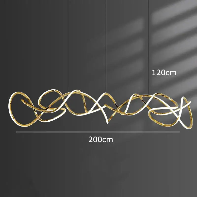 Modern golden curved led pendant light for dining room