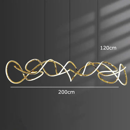 Modern golden curved led pendant light for dining room