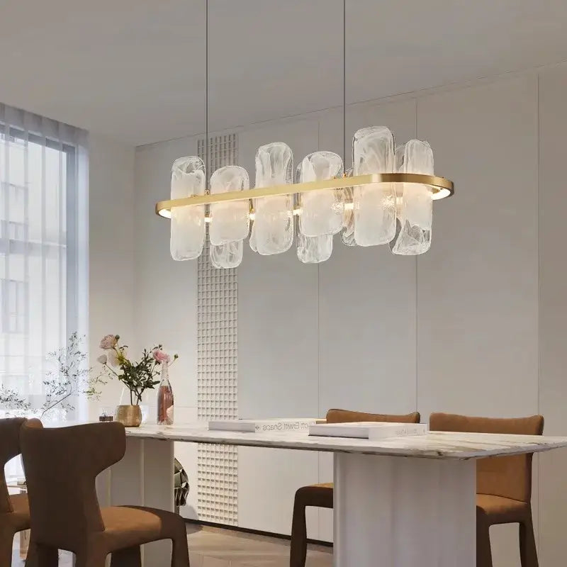 Modern gold ice glass led pendant light for dining room