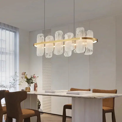 Modern gold ice glass led pendant light for dining room