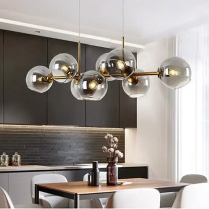 Modern black glass globe led pendant light for dining room
