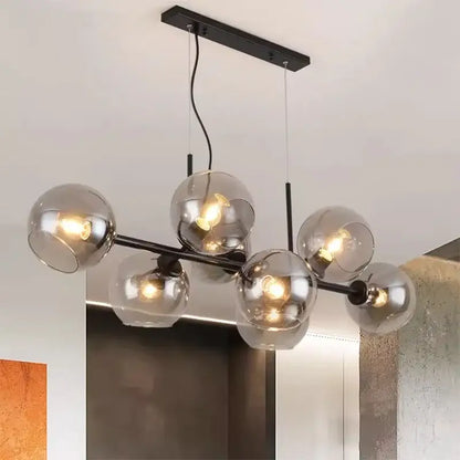 Modern black glass globe led pendant light for dining room