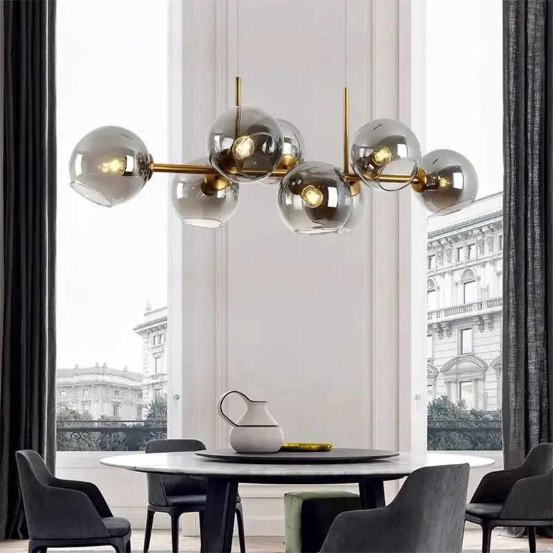 Modern black glass globe led pendant light for dining room