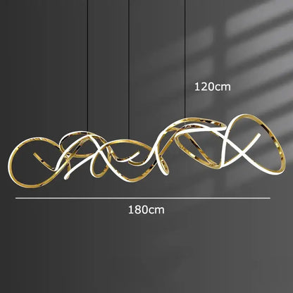 Modern golden curved led pendant light for dining room