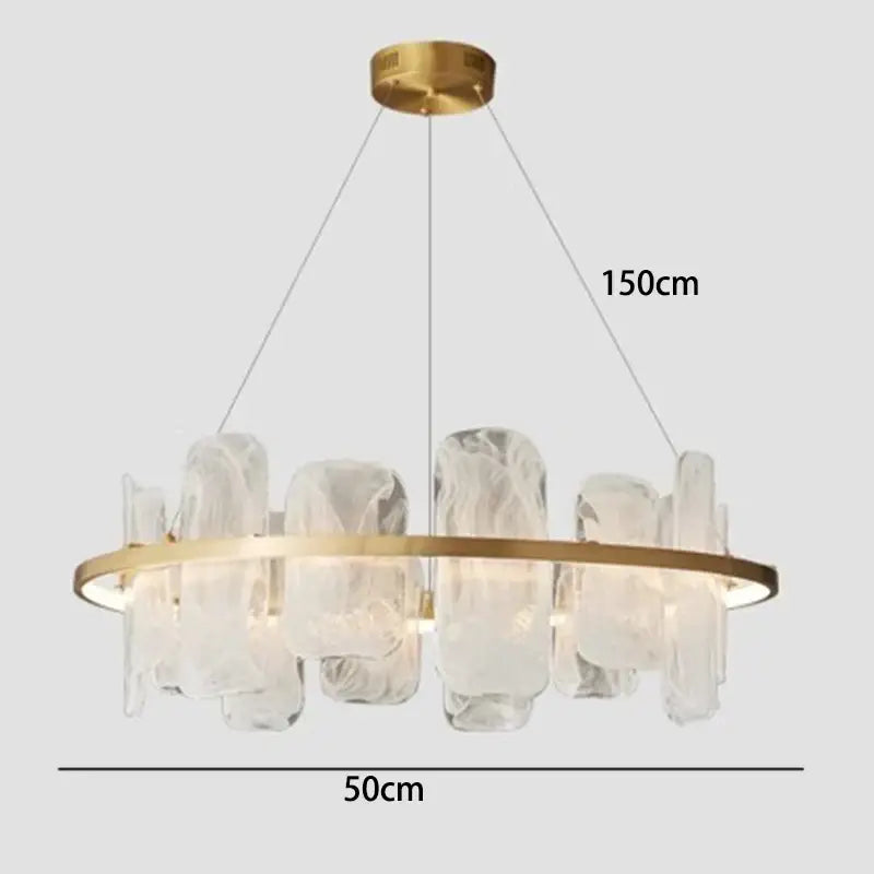 Modern gold ice glass led pendant light for dining room