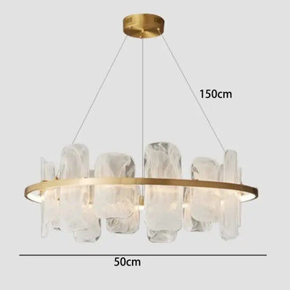 Modern gold ice glass led pendant light for dining room