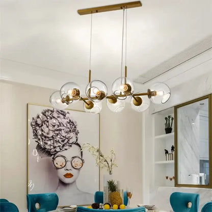 Modern black glass globe led pendant light for dining room