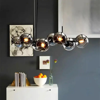 Modern black glass globe led pendant light for dining room