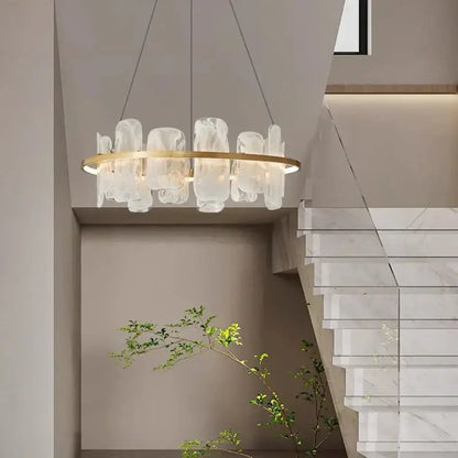 Modern gold ice glass led pendant light for dining room