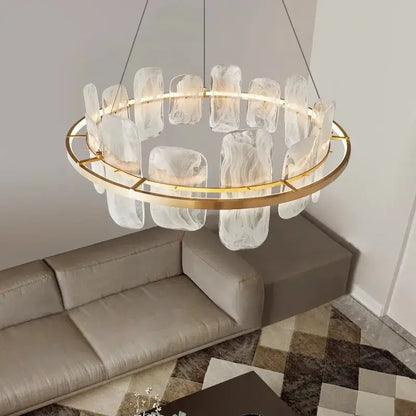 Modern gold ice glass led pendant light for dining room