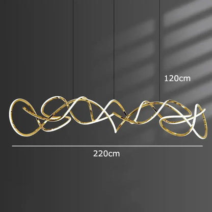 Modern golden curved led pendant light for dining room