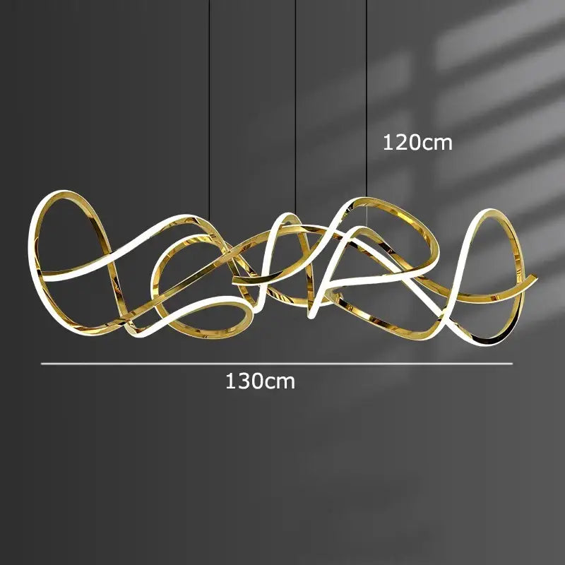 Modern golden curved led pendant light for dining room