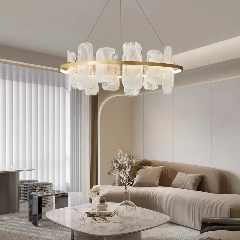 Modern gold ice glass led pendant light for dining room
