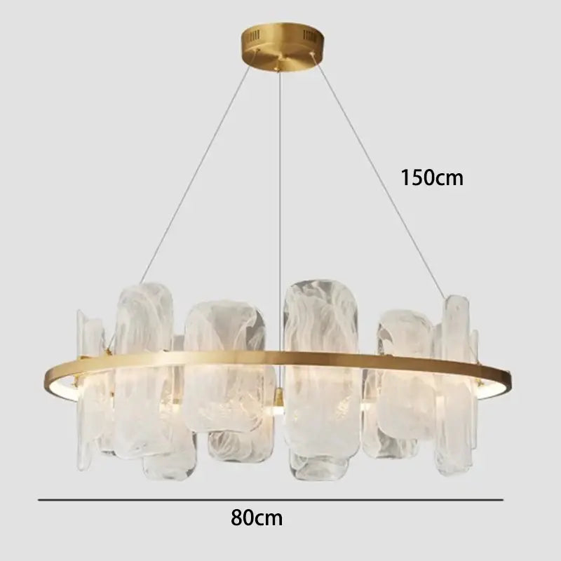 Modern gold ice glass led pendant light for dining room