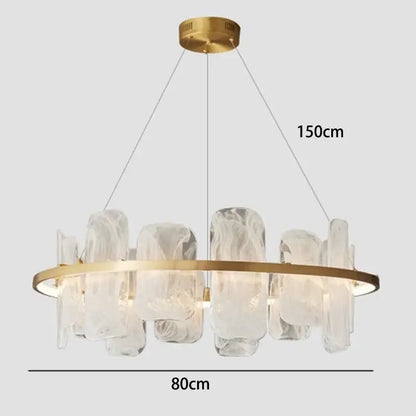 Modern gold ice glass led pendant light for dining room