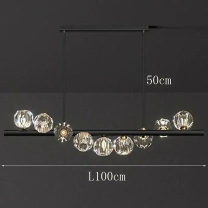 Modern gold crystal led pendant light for dining room