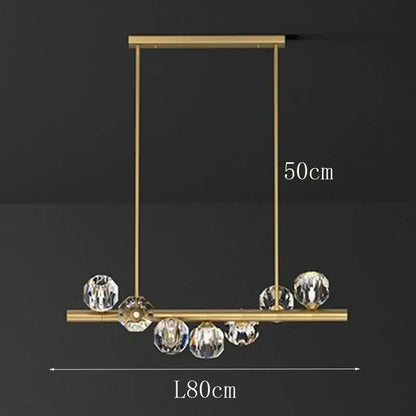 Modern gold crystal led pendant light for dining room