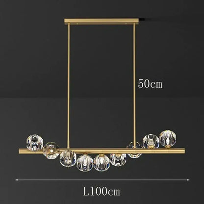 Modern gold crystal led pendant light for dining room