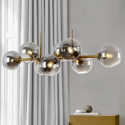 Modern black glass globe led pendant light chandelier dining room