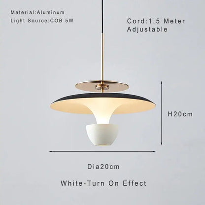Modern metallic disc led pendant light for kitchen dining room