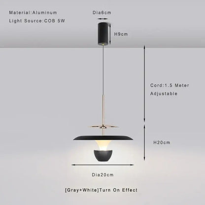 Modern metallic disc led pendant light for kitchen dining room
