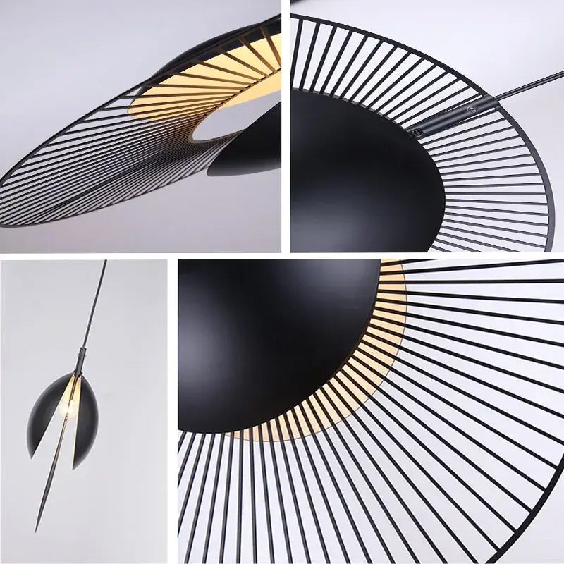 Modern black radial wireframe led pendant light bedroom decor
