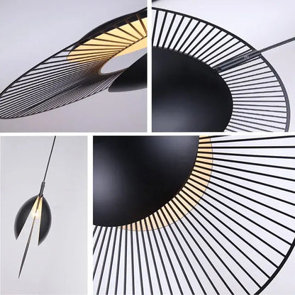 Modern black radial wireframe led pendant light bedroom decor