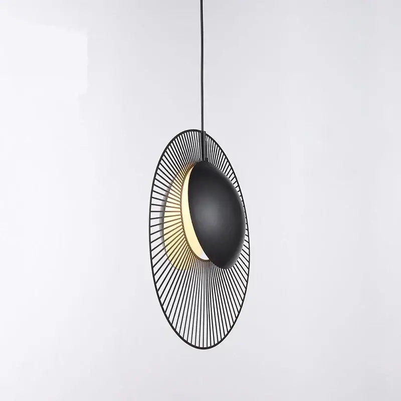 Modern black radial wireframe led pendant light bedroom decor