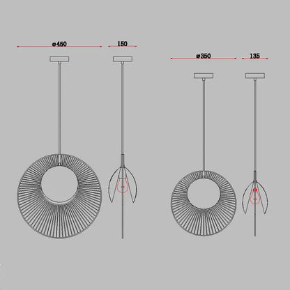 Modern black radial wireframe led pendant light bedroom decor