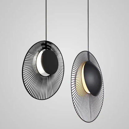 Modern black radial wireframe led pendant light bedroom decor